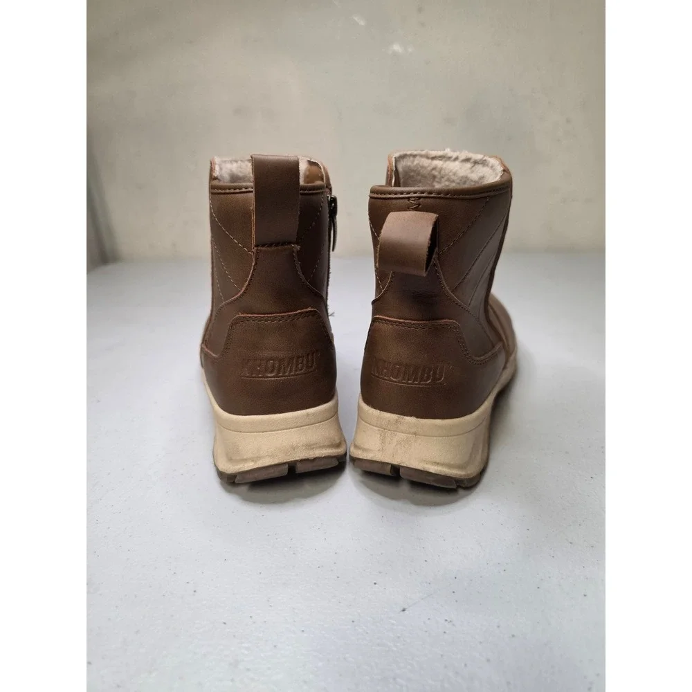 Khombu Dusk Womens Brown Faux Fur Lined Ankle Boots Size 8M